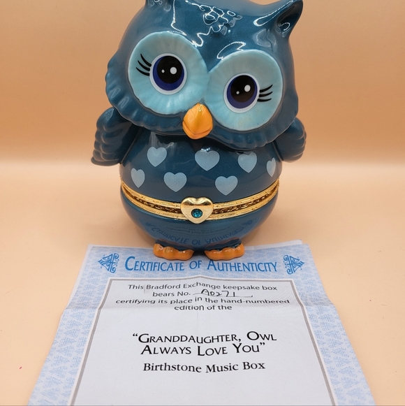 The Bradford Exchange Other - Bradford Exchange Granddaughter Owl Always Love You Birthstone Trinket Music Box